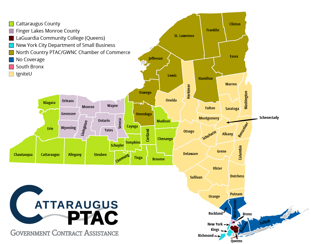 Cattaraugus PTAC and NYS PTAC Coverage Map government marketing